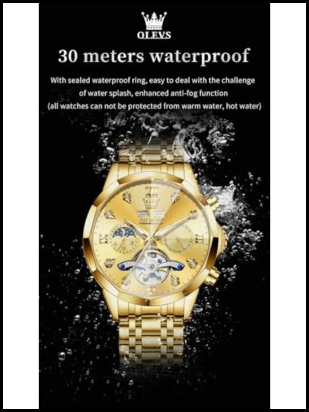 Men's Automatic Skeleton Watch Stainless Steel Sapphire Crystal
